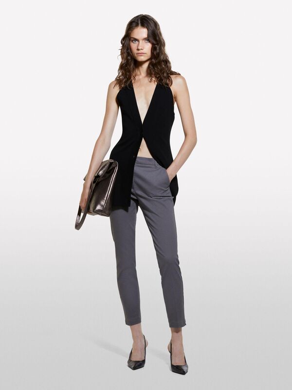 Slim Fit Gabardin Pantolon Kadın Füme Pantolon - 324A4AI655AH6