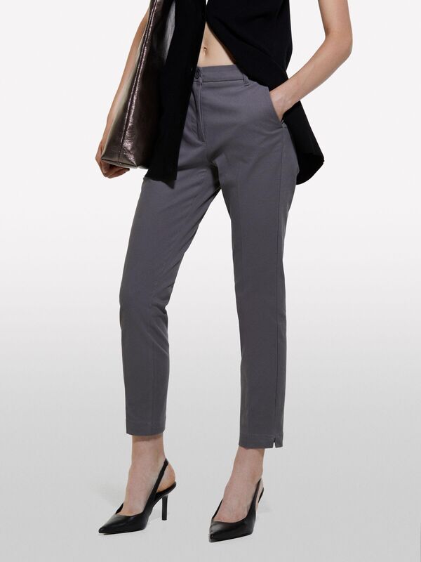 Slim Fit Gabardin Pantolon Kadın Füme Pantolon - 324A4AI655AH6