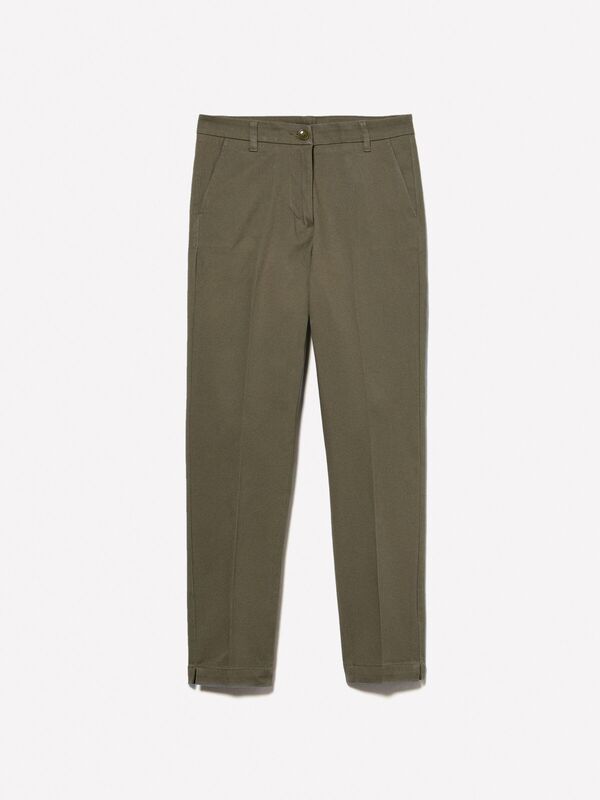 Slim Fit Gabardin Pantolon Kadın Haki Pantolon - 324A4AI655AH6