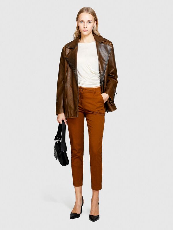 Slim Fit Gabardin Pantolon Kadın Kahverengi Pantolon - 323A4AI655AH6