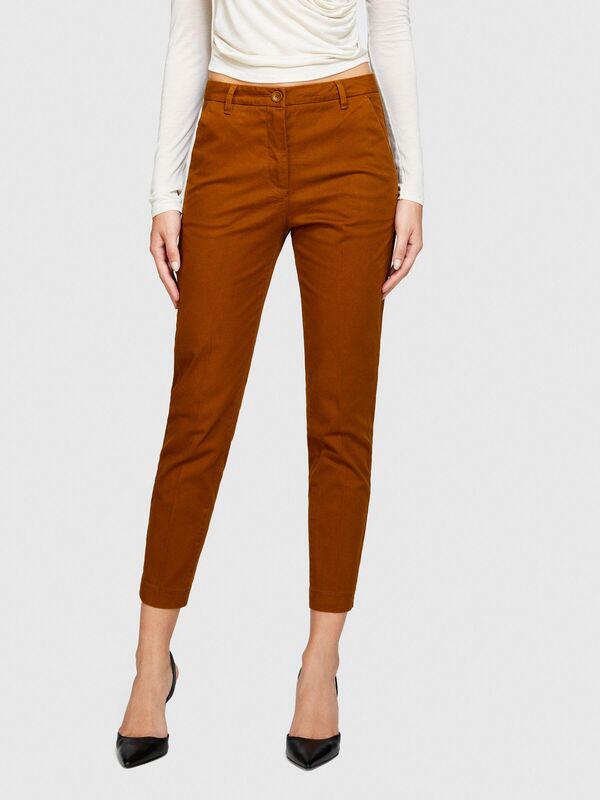 Slim Fit Gabardin Pantolon Kadın Kahverengi Pantolon - 323A4AI655AH6