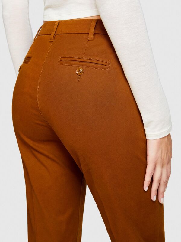 Slim Fit Gabardin Pantolon Kadın Kahverengi Pantolon - 323A4AI655AH6