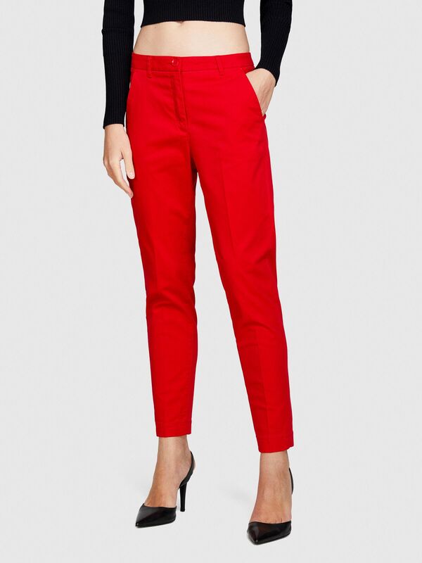 Slim Fit Gabardin Pantolon Kadın Kırmızı Pantolon - 323A4AI655AH6