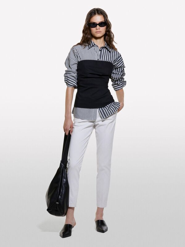 Slim Fit Gabardin Pantolon Kadın Krem Pantolon - 324A4AI655AH6