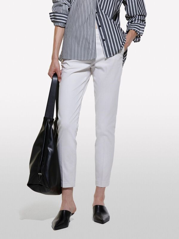 Slim Fit Gabardin Pantolon Kadın Krem Pantolon - 324A4AI655AH6