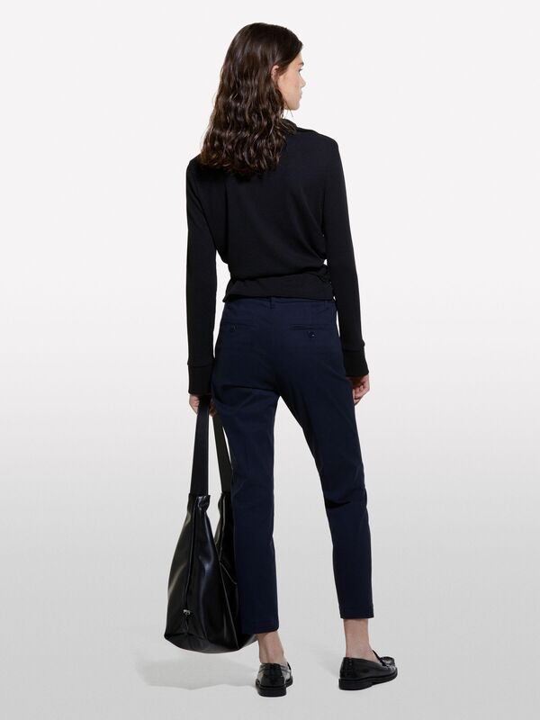 Slim Fit Gabardin Pantolon Kadın Lacivert Pantolon - 324A4AI655AH6