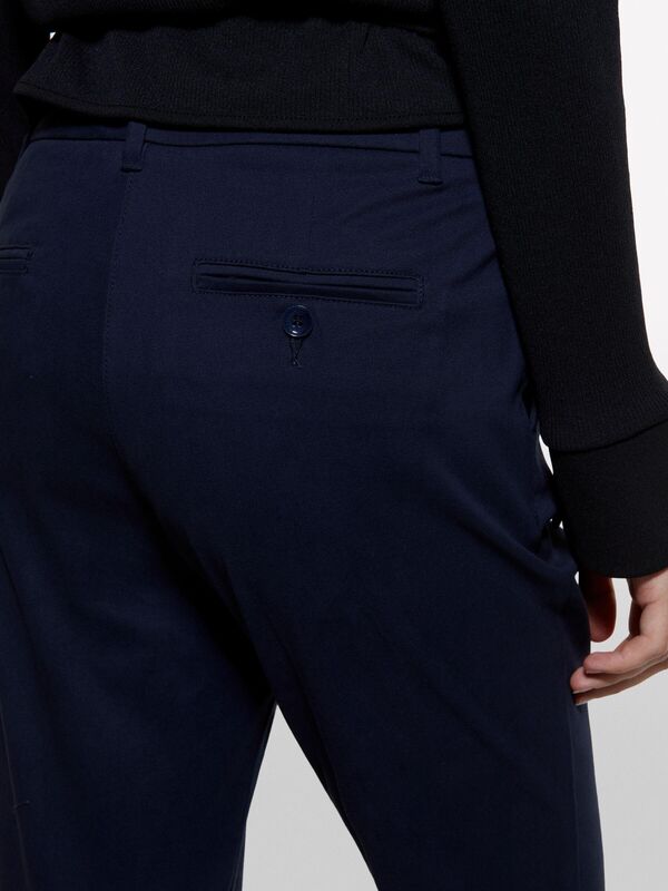 Slim Fit Gabardin Pantolon Kadın Lacivert Pantolon - 324A4AI655AH6