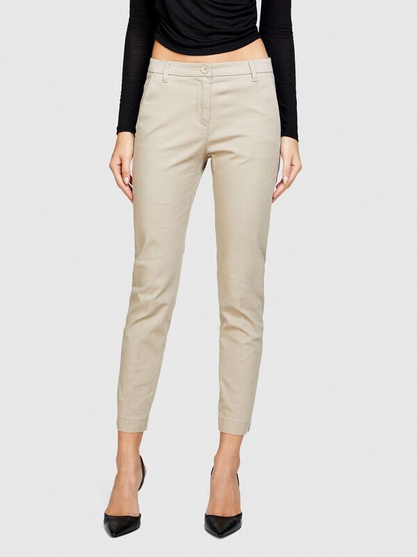 Sisley - Slim Fit Gabardin Pantolon Kadın Renkli Pantolon - 323A4BYW55AH6