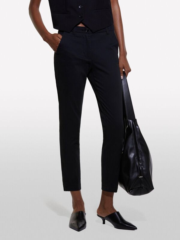 Slim Fit Gabardin Pantolon Kadın Siyah Pantolon - 324A4AI655AH6