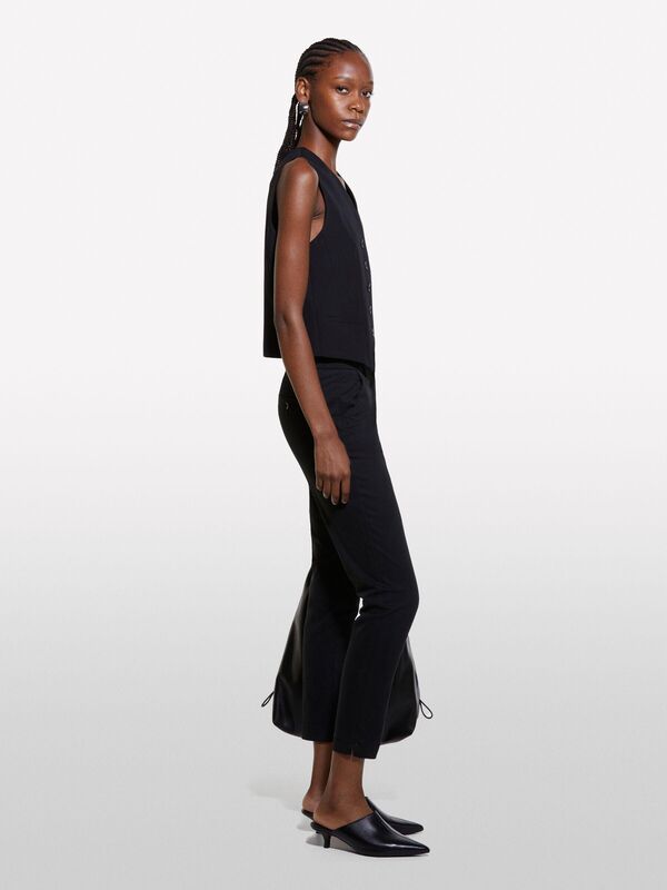 Sisley - Slim Fit Gabardin Pantolon Kadın Siyah Pantolon - 324A4AI655AH6