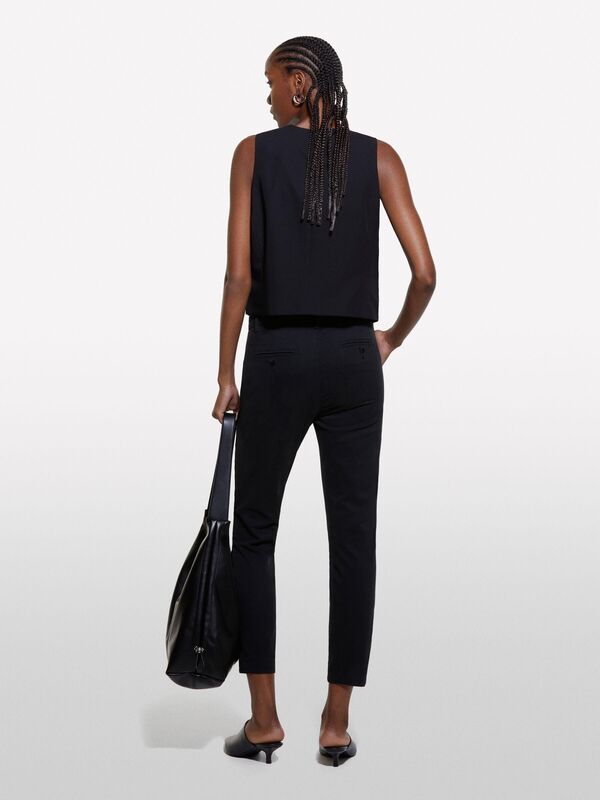 Slim Fit Gabardin Pantolon Kadın Siyah Pantolon - 324A4AI655AH6