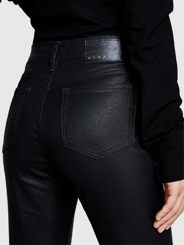 Sisley - Slim Fit Parlak Denim Pantolon Kadın Lacivert T-Shirt - 323A4VDNLE02P