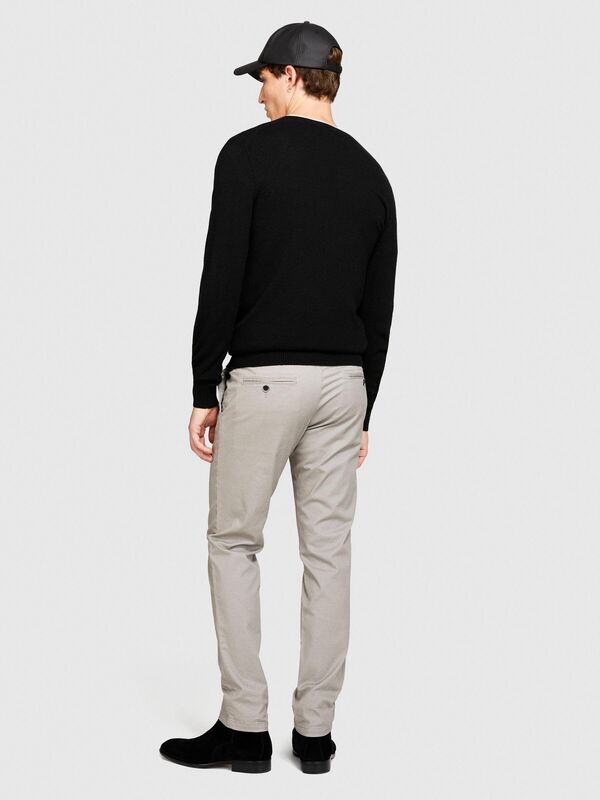 Slim Fit Vintage Efekt Chino Pantolon Erkek Siyah T-Shirt - 323A4DM6SF02Y