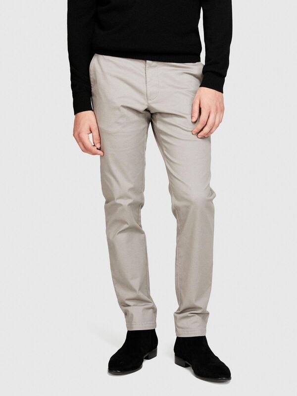 Sisley - Slim Fit Vintage Efekt Chino Pantolon Erkek Siyah Pantolon - 323A4DM6SF02Y