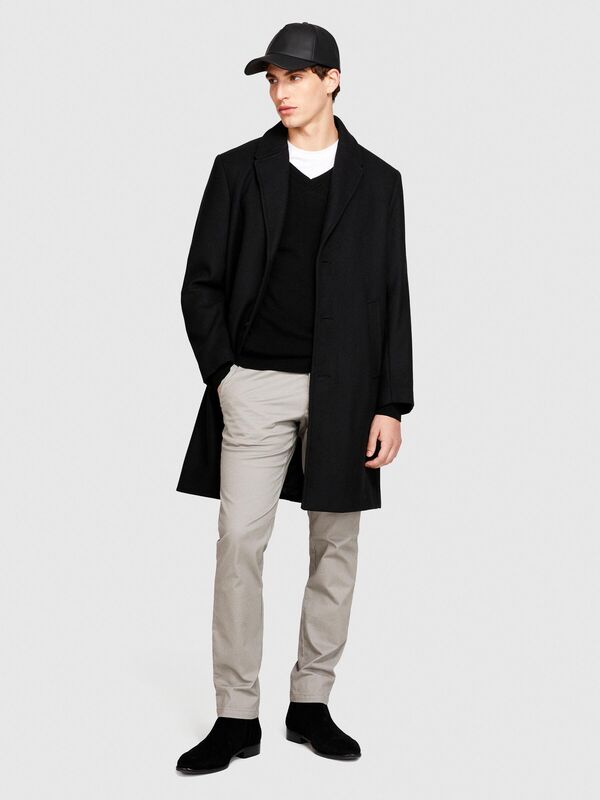 Slim Fit Vintage Efekt Chino Pantolon Erkek Siyah Pantolon - 323A4DM6SF02Y