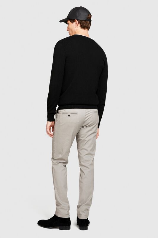 Slim Fit Vintage Efekt Chino Pantolon Erkek Siyah Pantolon - 323A4DM6SF02Y