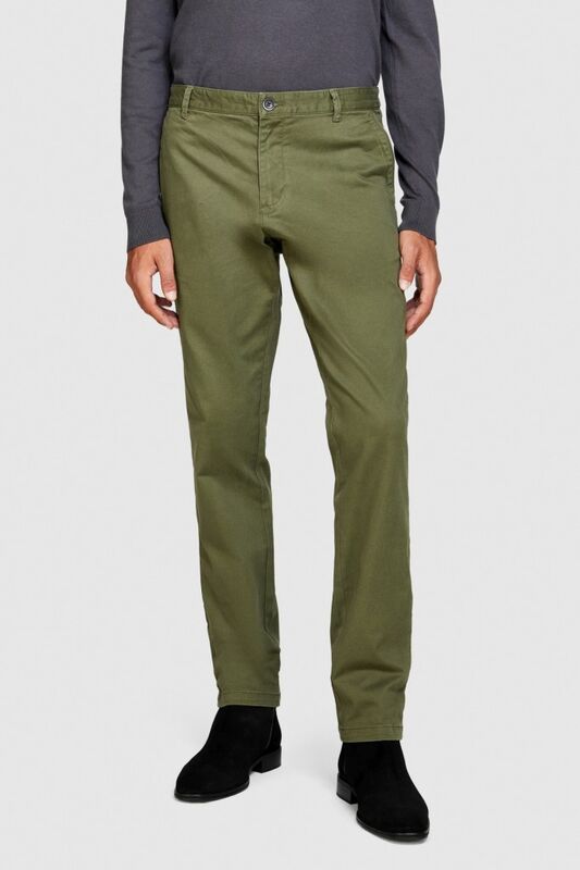 Slim Fit Vintage Efekt Chino Pantolon Erkek Yeşil T-Shirt - 323A4DM6SF02Y