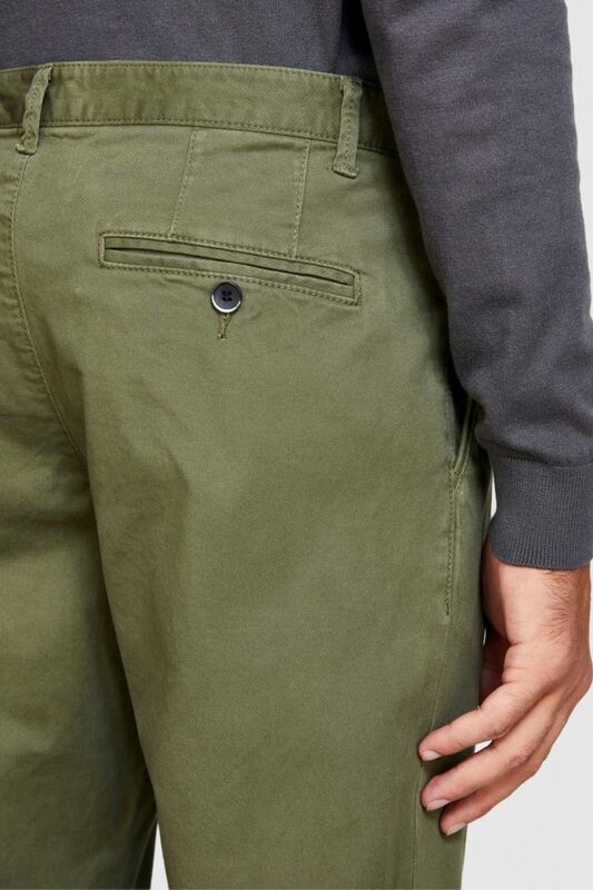 Slim Fit Vintage Efekt Chino Pantolon Erkek Yeşil T-Shirt - 323A4DM6SF02Y