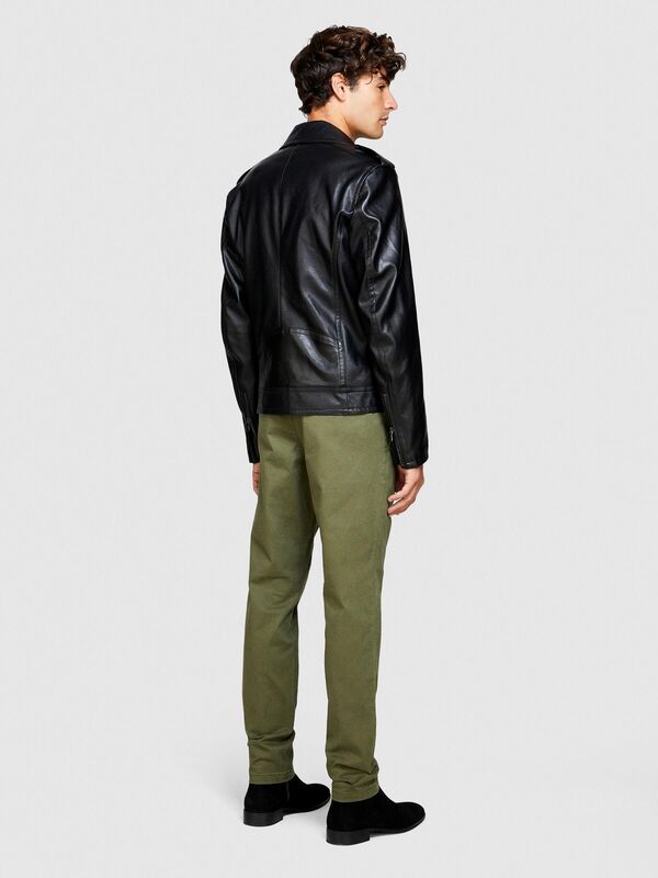 Slim Fit Vintage Efekt Chino Pantolon Erkek Yeşil T-Shirt - 323A4DM6SF02Y