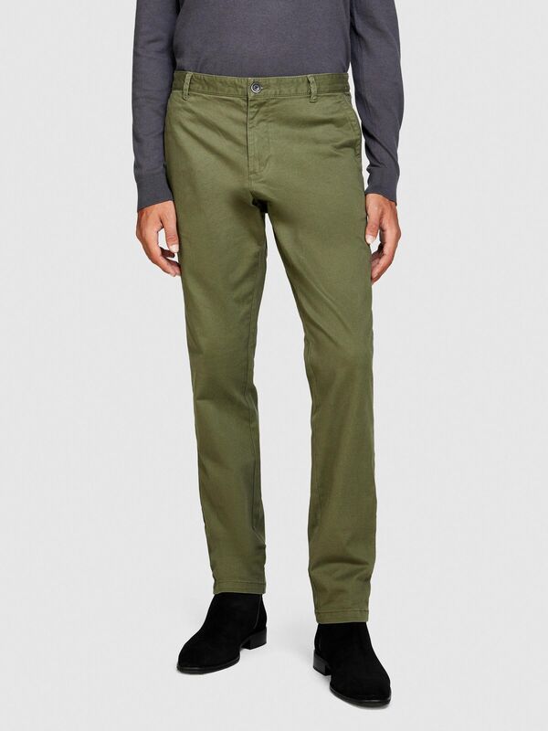 Slim Fit Vintage Efekt Chino Pantolon Erkek Yeşil T-Shirt - 323A4DM6SF02Y