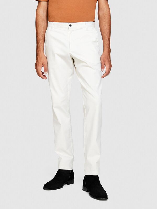 Slim Fit Vintage Efekt Chino Pantolon Erkek Beyaz T-Shirt - 323A4DM6SF02Y