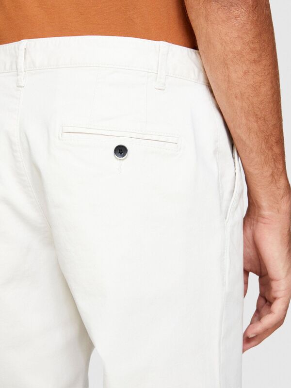 Slim Fit Vintage Efekt Chino Pantolon Erkek Beyaz T-Shirt - 323A4DM6SF02Y