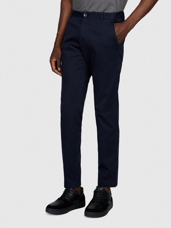 Slim Fit Vintage Efekt Chino Pantolon Erkek Lacivert Pantolon - 323A4DM6SF02Y