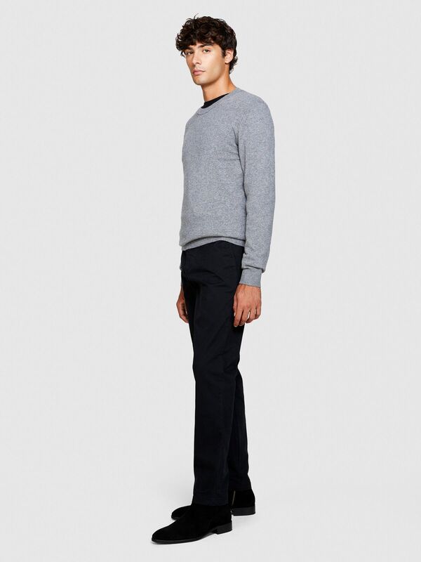 Slim Fit Vintage Efekt Chino Pantolon Erkek Siyah Pantolon - 323A4DM6SF02Y
