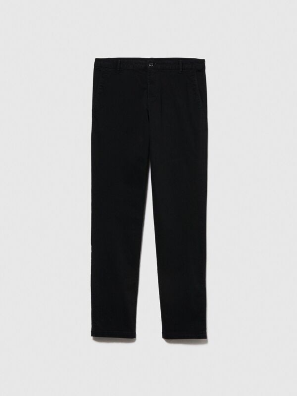 Slim Fit Vintage Efekt Chino Pantolon Erkek Siyah Pantolon - 323A4DM6SF02Y