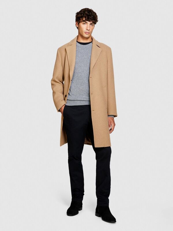 Sisley - Slim Fit Vintage Efekt Chino Pantolon Erkek Siyah Pantolon - 323A4DM6SF02Y