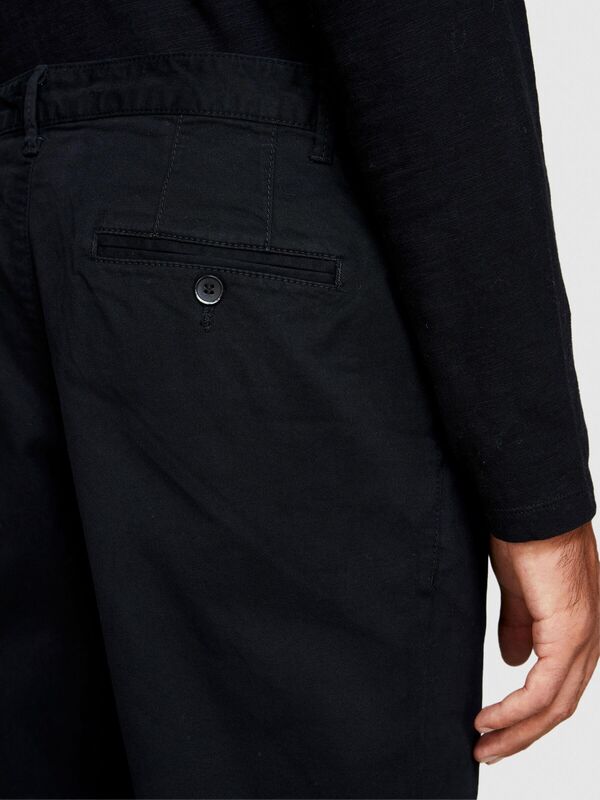 Slim Fit Vintage Efekt Chino Pantolon Erkek Siyah Pantolon - 323A4DM6SF02Y