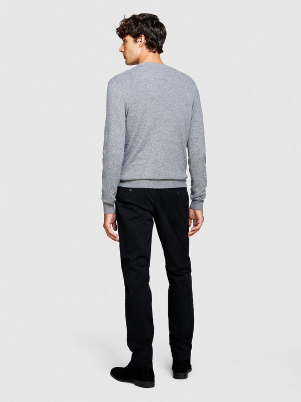 Slim Fit Vintage Efekt Chino Pantolon Erkek Siyah Pantolon - 323A4DM6SF02Y