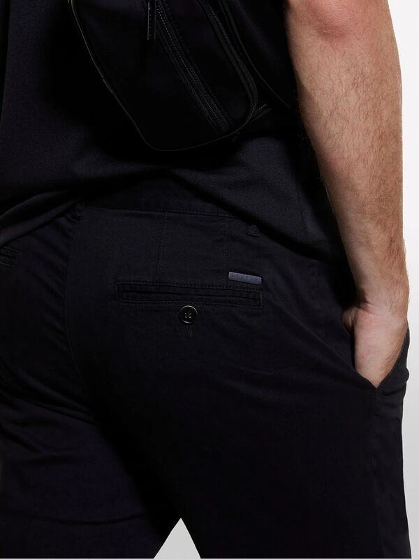 Slim Fit Vintage Efekt Chino Pantolon Erkek Siyah Pantolon - 325A4DM6SF02Y