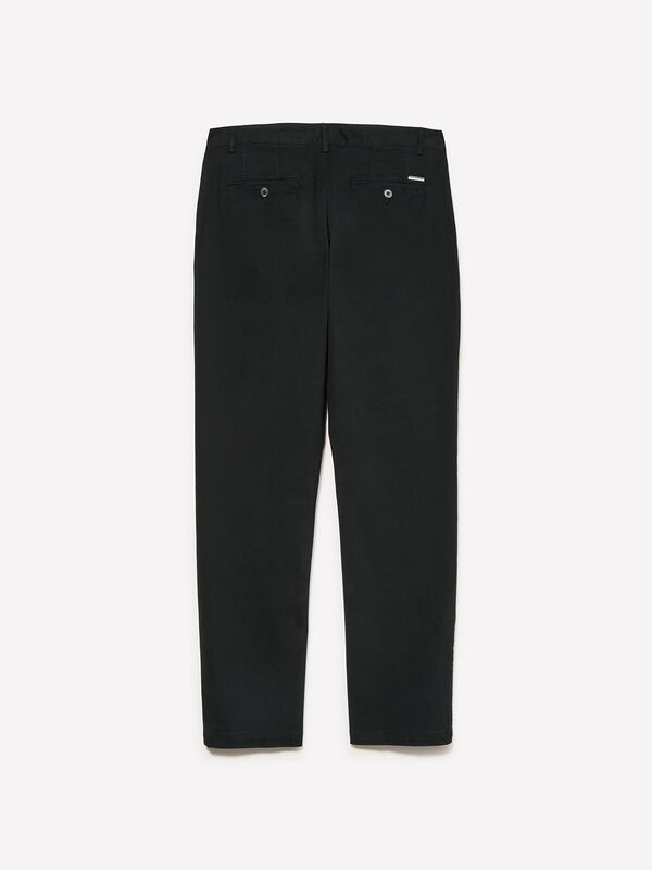 Slim Fit Vintage Efekt Chino Pantolon Erkek Siyah Pantolon - 325A4DM6SF02Y