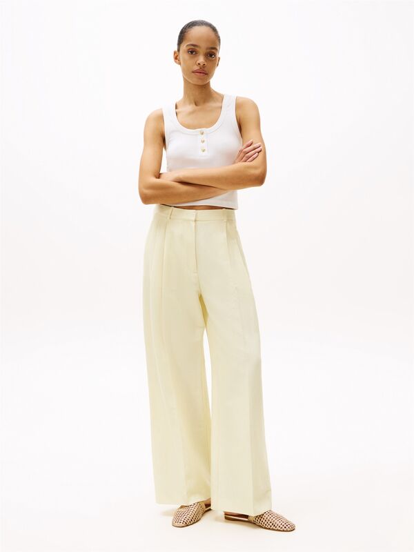 SLIM HENLEY GB SCOOP-NK TANK TOP Kadın Beyaz T-Shirt - WW0WW43920