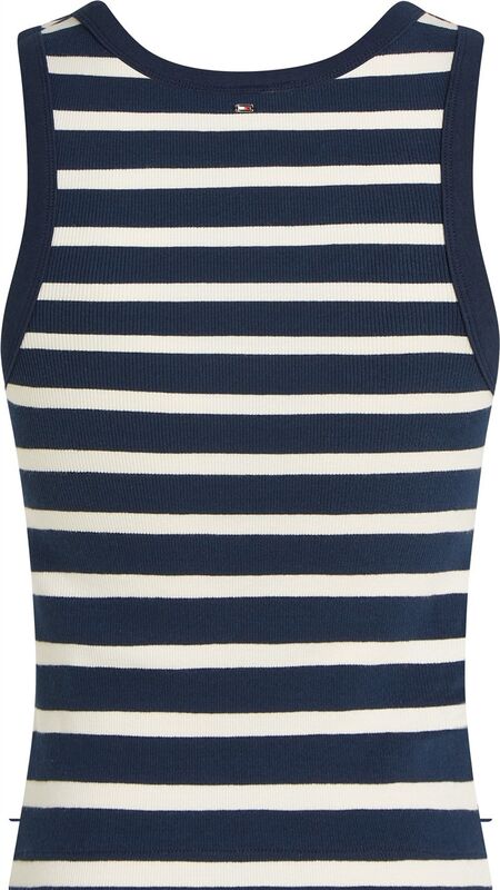 Tommy Hilfiger - SLIM HENLEY GB SCOOP-NK TANK TOP Kadın Mavi T-Shirt - WW0WW43920