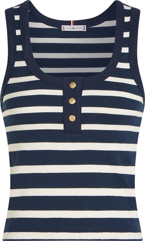 SLIM HENLEY GB SCOOP-NK TANK TOP Kadın Mavi T-Shirt - WW0WW43920