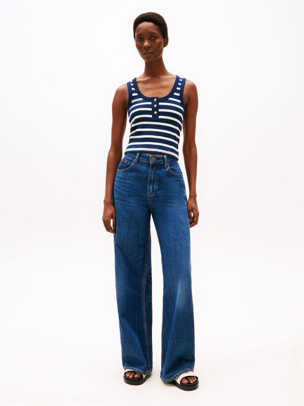 SLIM HENLEY GB SCOOP-NK TANK TOP Kadın Mavi T-Shirt - WW0WW43920