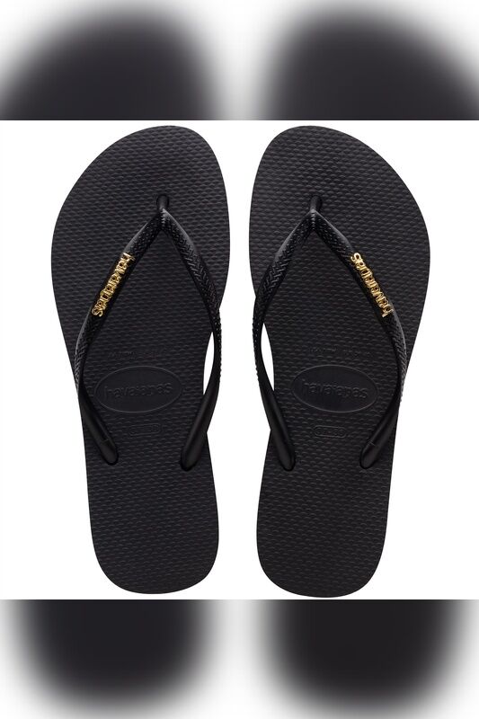Havaianas - SLIM LOGO METALLIC Kadın Siyah Terlik - 4119875