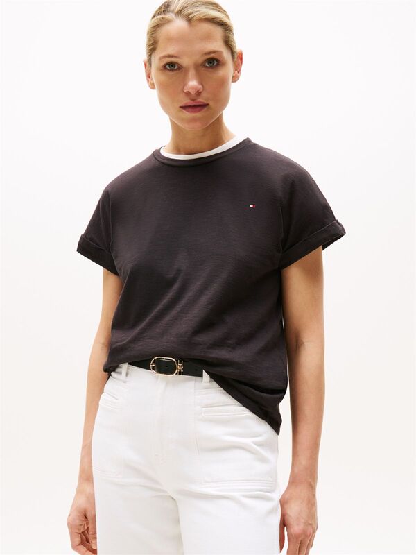 Tommy Hilfiger - SLUB MDRN C-NK SS T-SHIRT Kadın Siyah T-Shirt - WW0WW45747