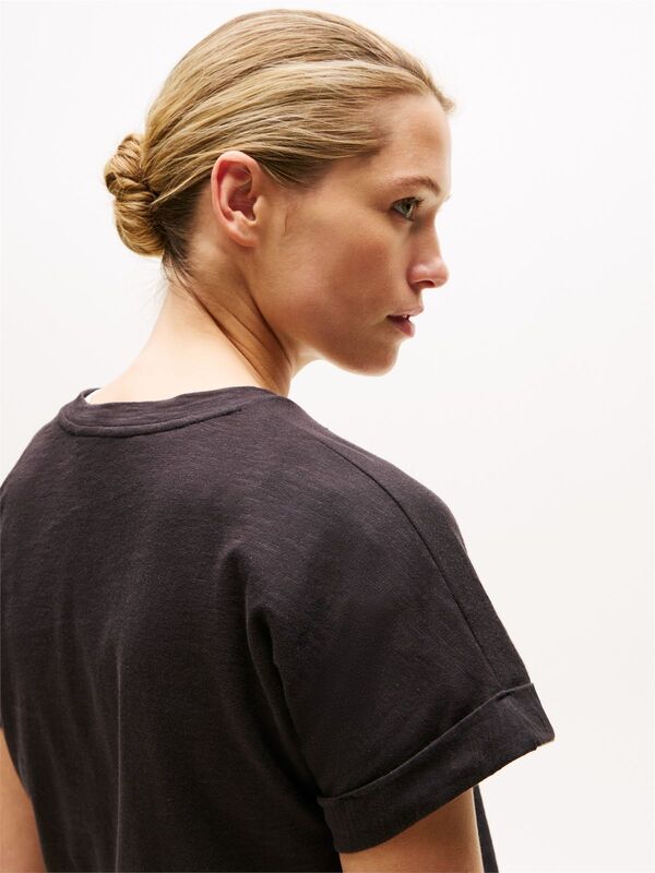 SLUB MDRN C-NK SS T-SHIRT Kadın Siyah T-Shirt - WW0WW45747