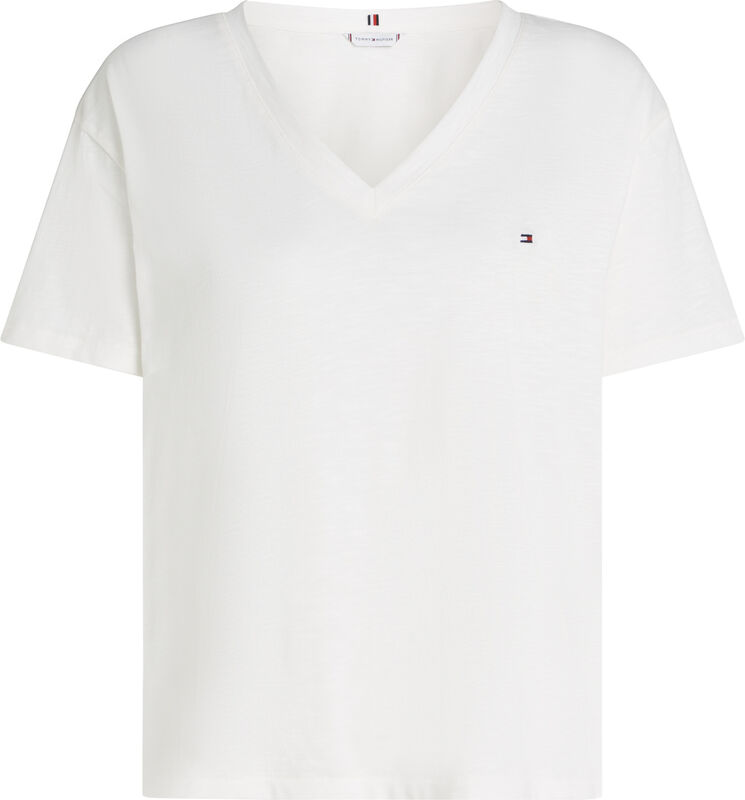 Tommy Hilfiger - SLUB MDRN V-NK SS T-SHIRT Kadın Beyaz T-Shirt - WW0WW43901