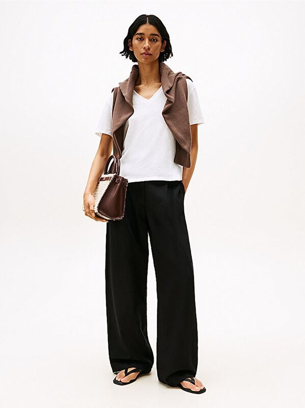 SLUB MDRN V-NK SS T-SHIRT Kadın Beyaz T-Shirt - WW0WW43901