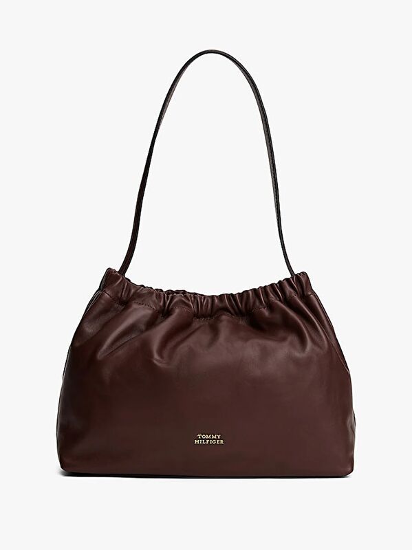 Tommy Hilfiger - SOFT LEATHER SHOULDER BAG Kadın Kahverengi Çanta - AW0AW18307