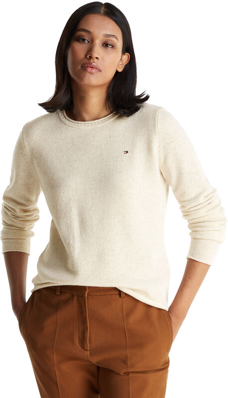 Tommy Hilfiger - SOFT WOOL C-NK SWEATER Kadın Bej Kazak - WW0WW40264