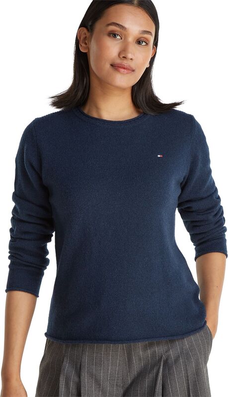 Tommy Hilfiger - SOFT WOOL C-NK SWEATER Kadın Mavi Kazak - WW0WW40264