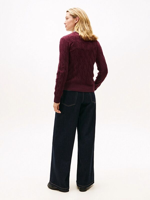 SOFT WOOL CABLE C-NK LS SWT Kadın Kırmızı Kazak - WW0WW43586