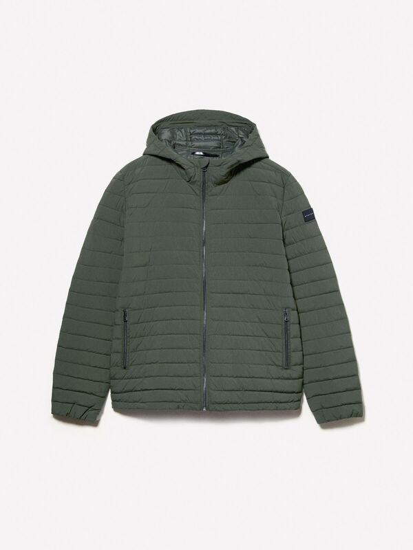 Sol Kolu Logo Detaylı Kapüşonlu Kuş Tüyü Mont Erkek 1D1 Mont - 324A21J9SN03A