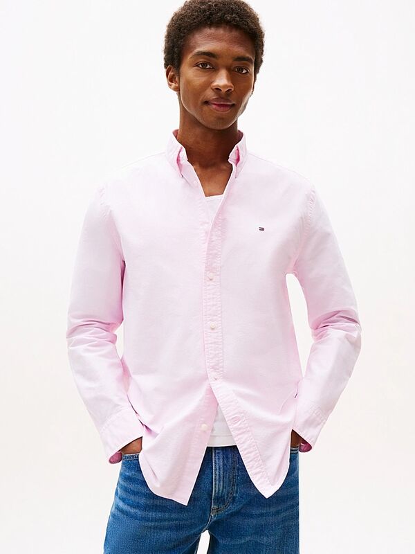 Tommy Hilfiger - SOLID HERITAGE OXFORD RF SHIRT Erkek Pembe UK Gömlek - MW0MW35774
