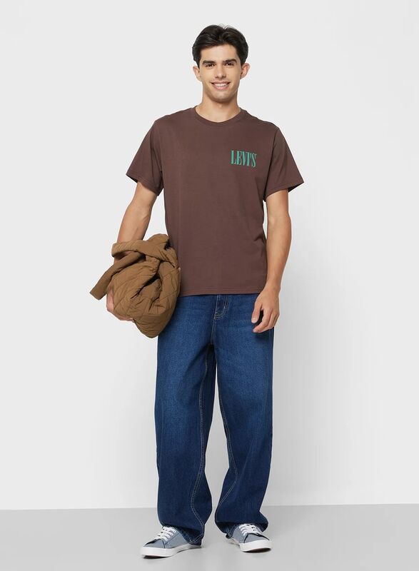 Levi's - SS RELAXED FIT TEE SSNL SERIF LOGO Erkek Kahverengi T-Shirt - 16143